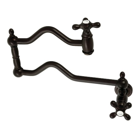Kingston Brass KS2105AX Heritage Wall Mount Pot Filler, Oil Rubbed Bronze KS2105AX